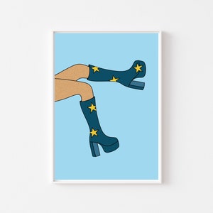Star Gogo Boots Wall Print Fashion Wall Art A4 8X10 A5 5X7 | Etsy