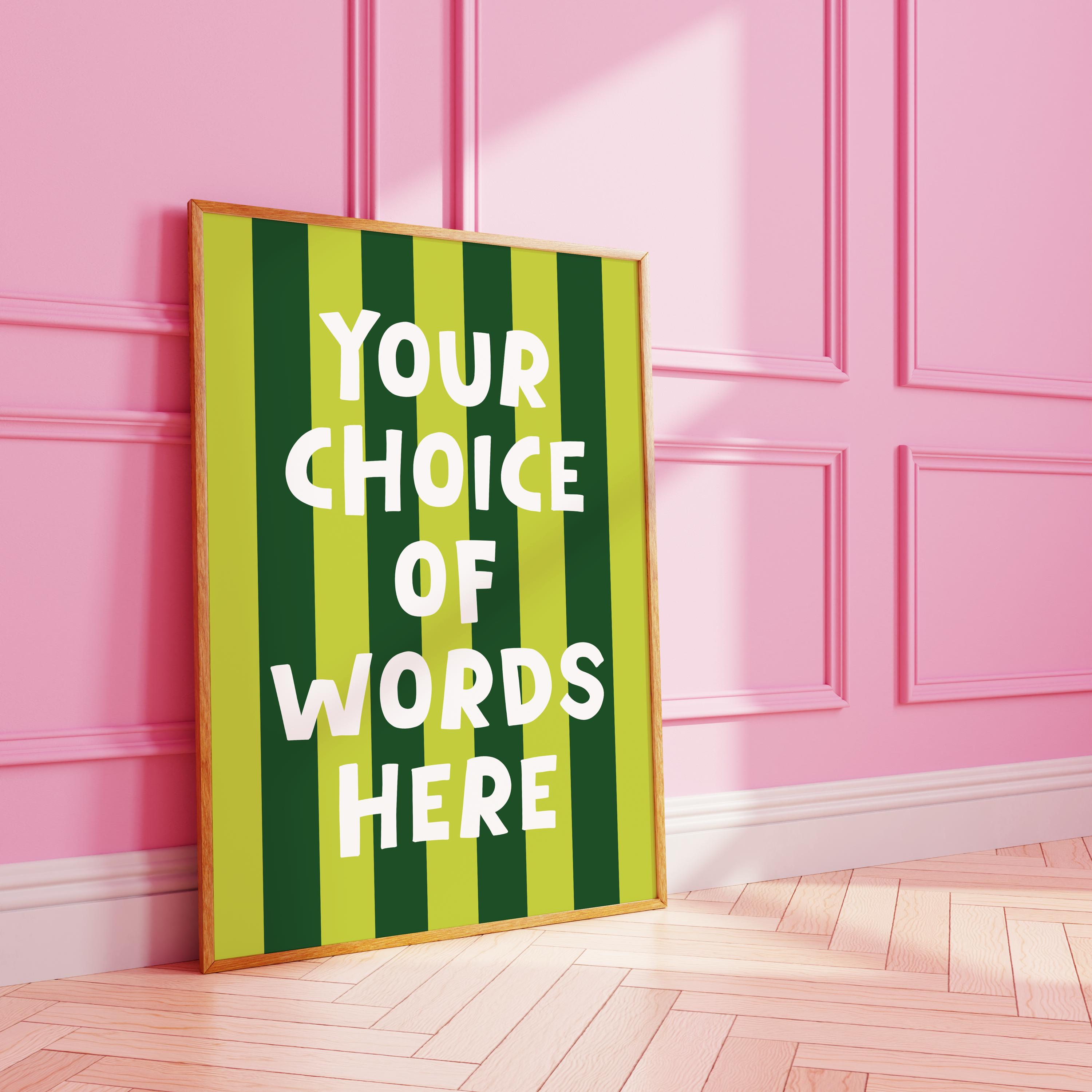 Striped Blocky Custom Quote Print | Personalised Art - Etsy