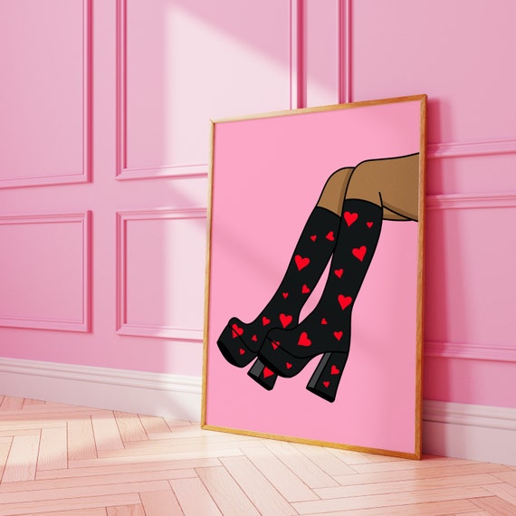 Heart Gogo Boots Wall Print Fashion Wall Art A3 A4 8X10 A5 5X7 Etsy