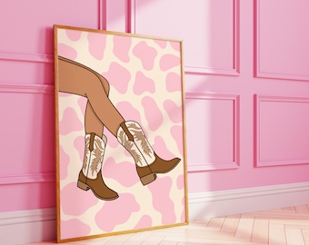 Cowboy boots wall print | funky wall art | fashion prints | A3 A4 8X10 A5 5X7