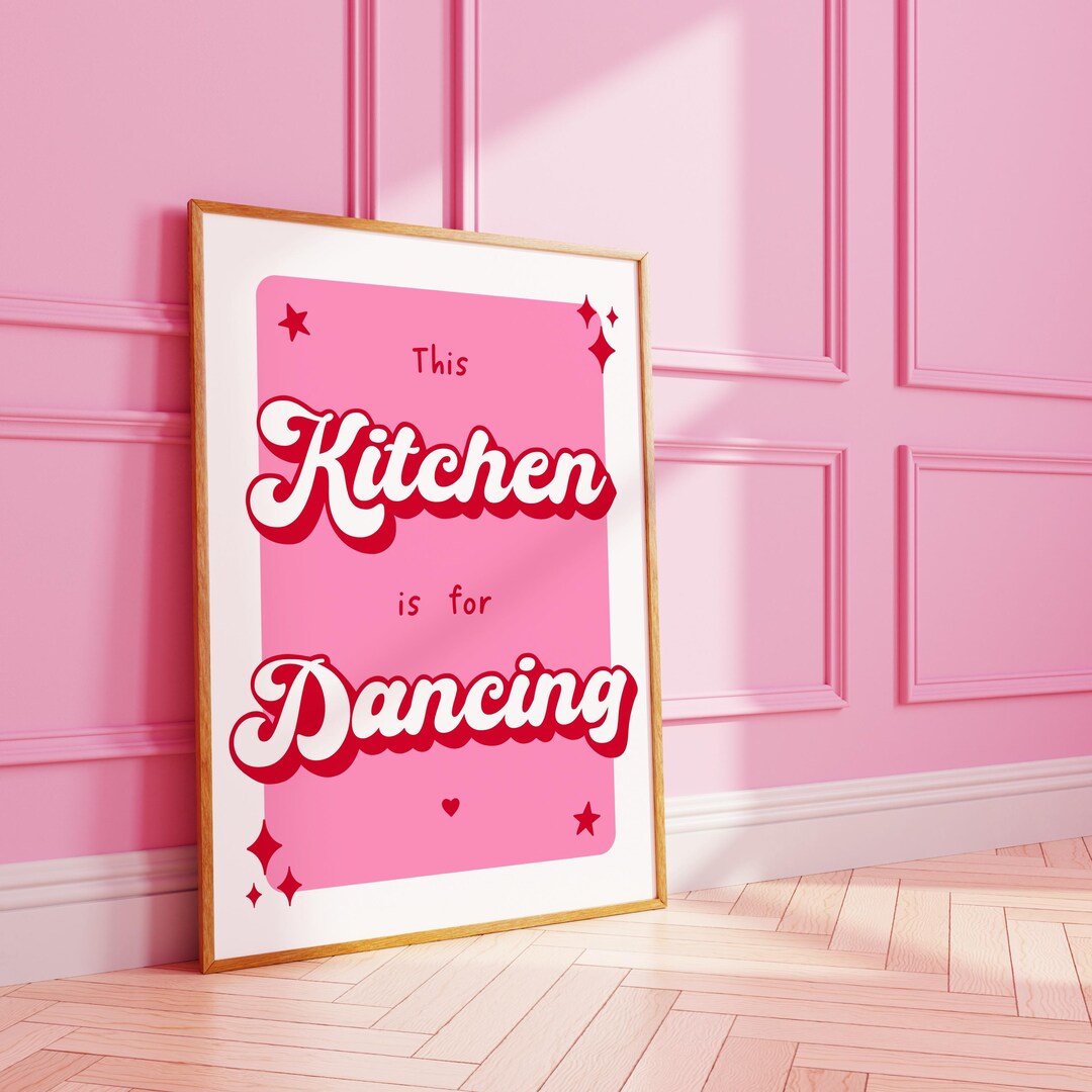 kitchen wall art set of 6 fun foodie prints this... FRAMED Funky This Kitchen is for Dancing Wall Print | Digital Wall Art ...