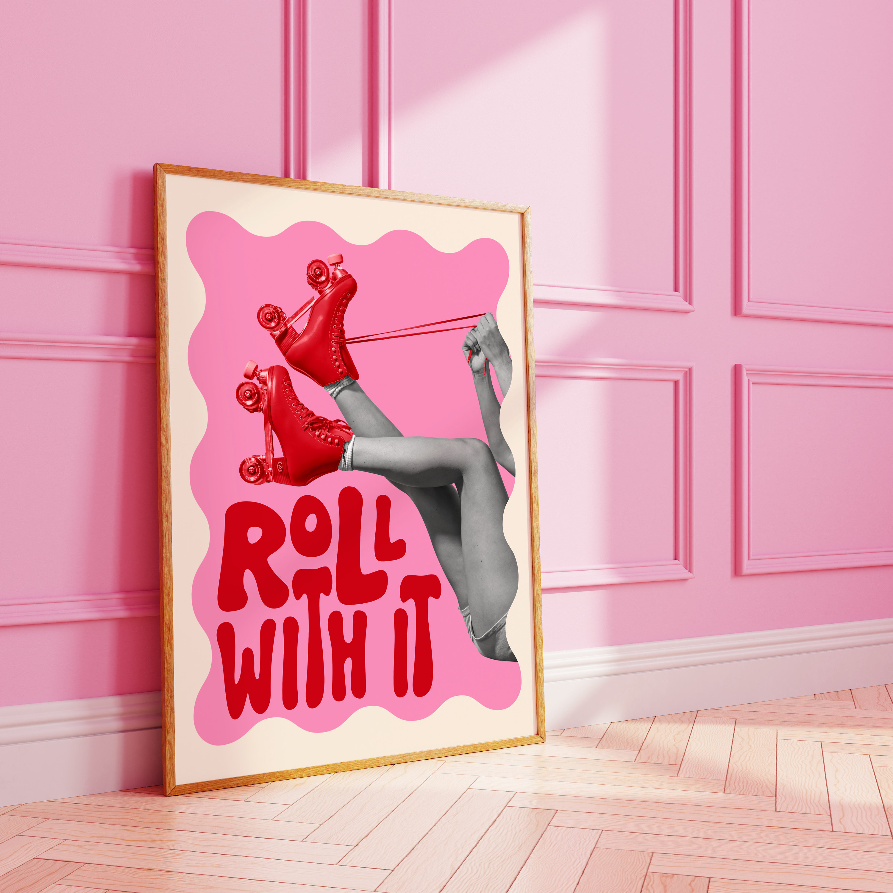 Funky Roller Skates Print: "Roll With It" Digital Wall Art