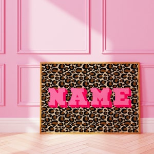 Personalised name | leopard print | wall art | customised | first name | A3 A4 8X10 A5 5X7