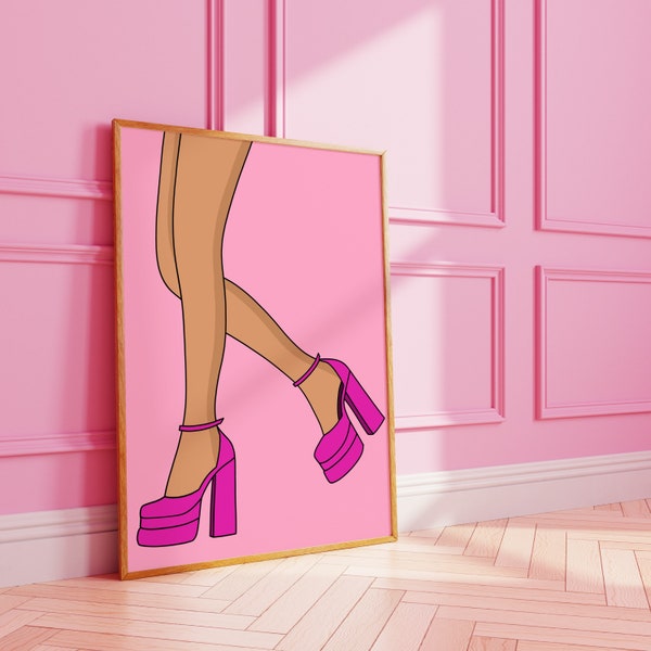 Platform heels fashion wall print | shoes | cute wall art | A3 A4 8X10 A5 5X7