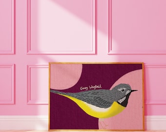 Grey Wagtail : Dopamine Decor Nature Bird Wall Print