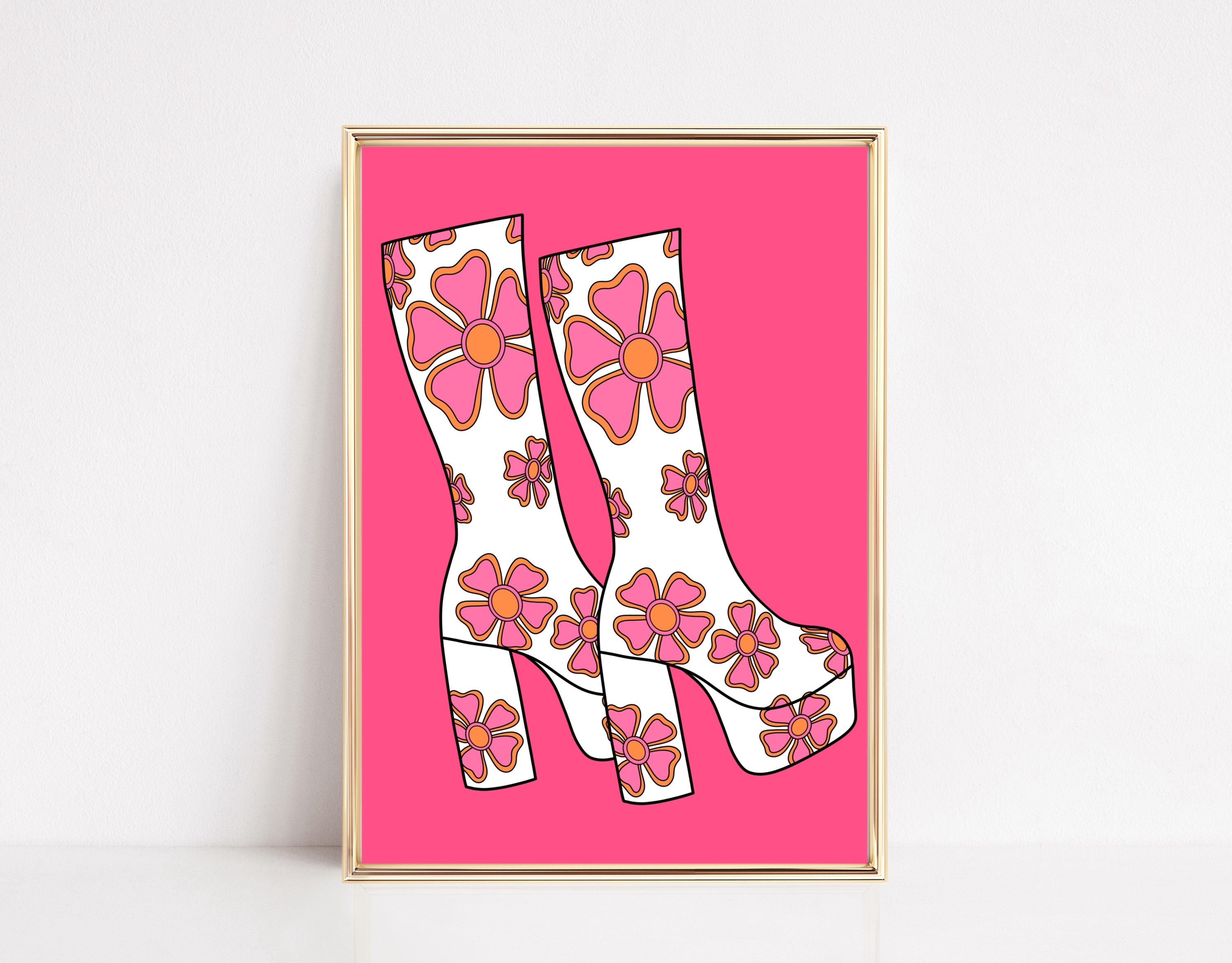 Gogo Boots Print Funky Disco Retro 70s Boots Fashion Wall - Etsy UK