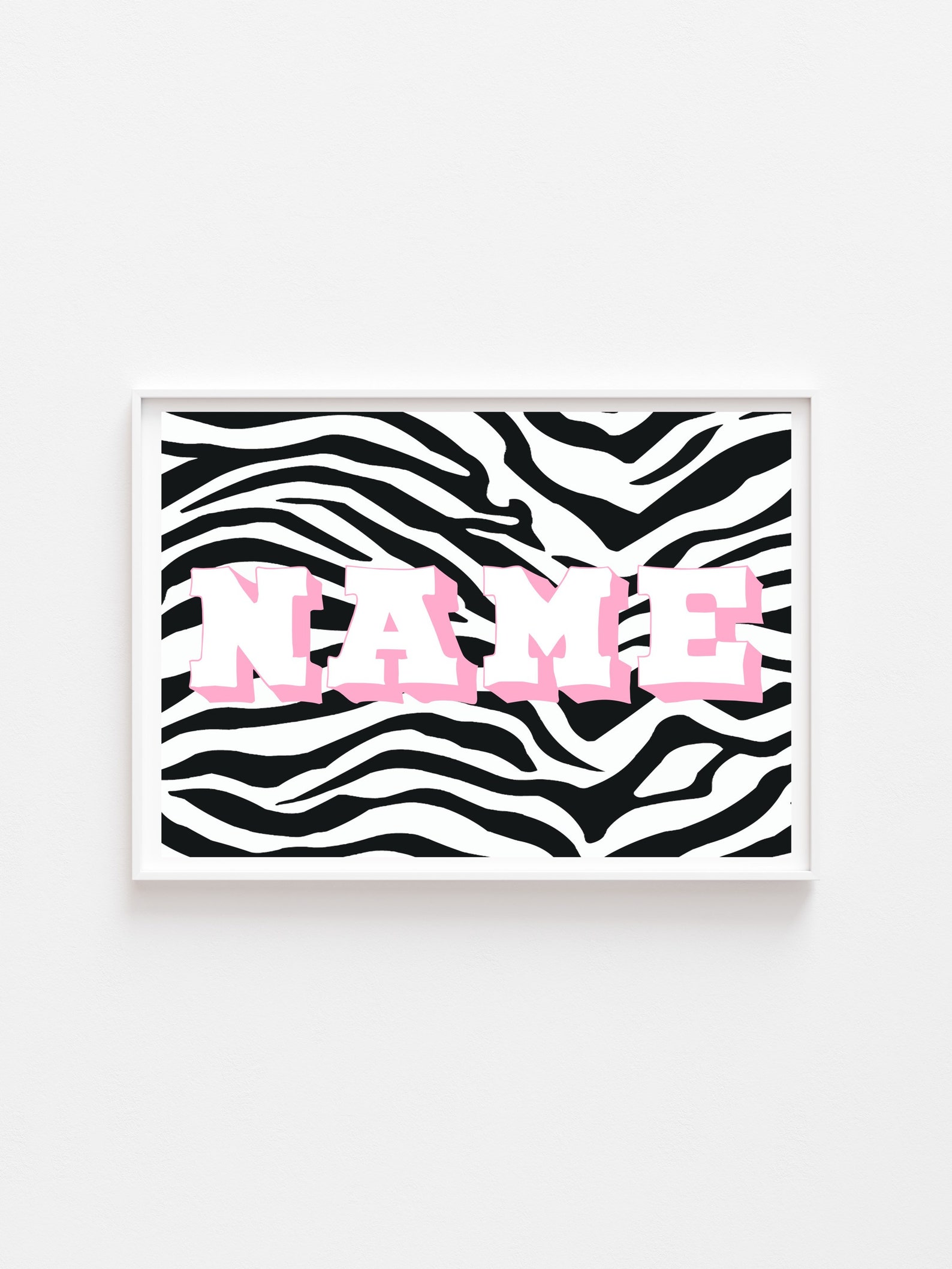 Personalised name zebra print wall art customised A4 A5 Etsy
