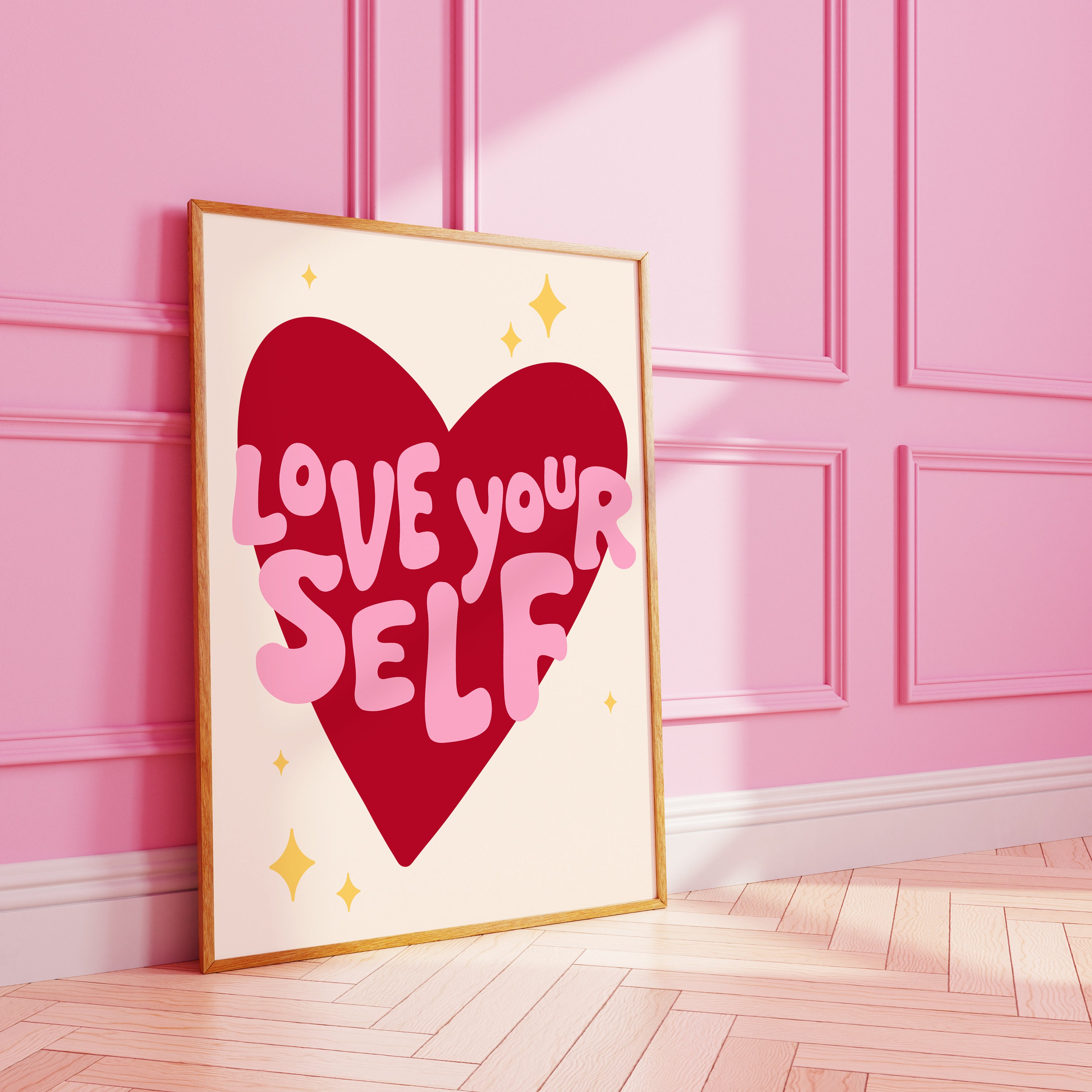Love Yourself Poster | Heart Wall Print | Affirmation Art | A3 A4