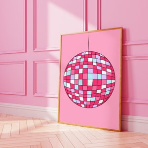 Kula dyskotekowa | retro styl funky muzyka wydruk | cyfrowa sztuka ścienna | A3 A4 8X10 A5 5X7