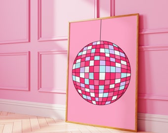 Disco ball | retro style funky music print | digital wall art | A3 A4 8X10 A5 5X7