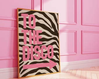 FRAMED Zebra Print To The Disco : Dopamine Decor Wall Art