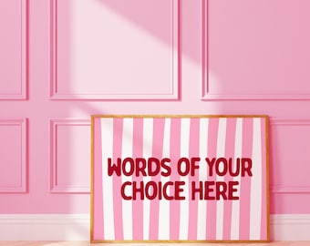 Custom landscape funky striped handwriting word art | personalised gift print