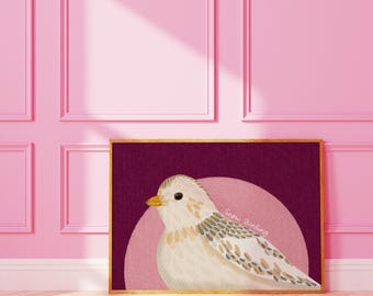 Snow Bunting : Dopamine Decor Nature Bird Wall Print