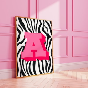 Estampa de zebra | arte de parede inicial personalizada | letra do nome | artista digital | A3 A4 8X10 A5 5X7
