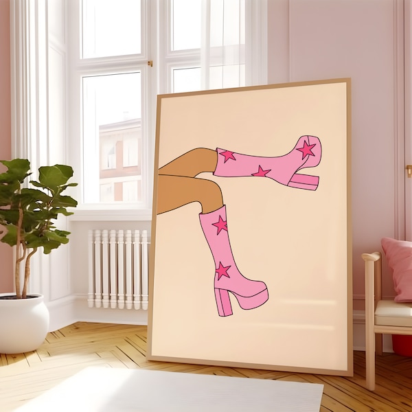 Star Gogo Boots Wanddruck | Mode-Wandkunst | A3 A4 8X10 A5 5X7