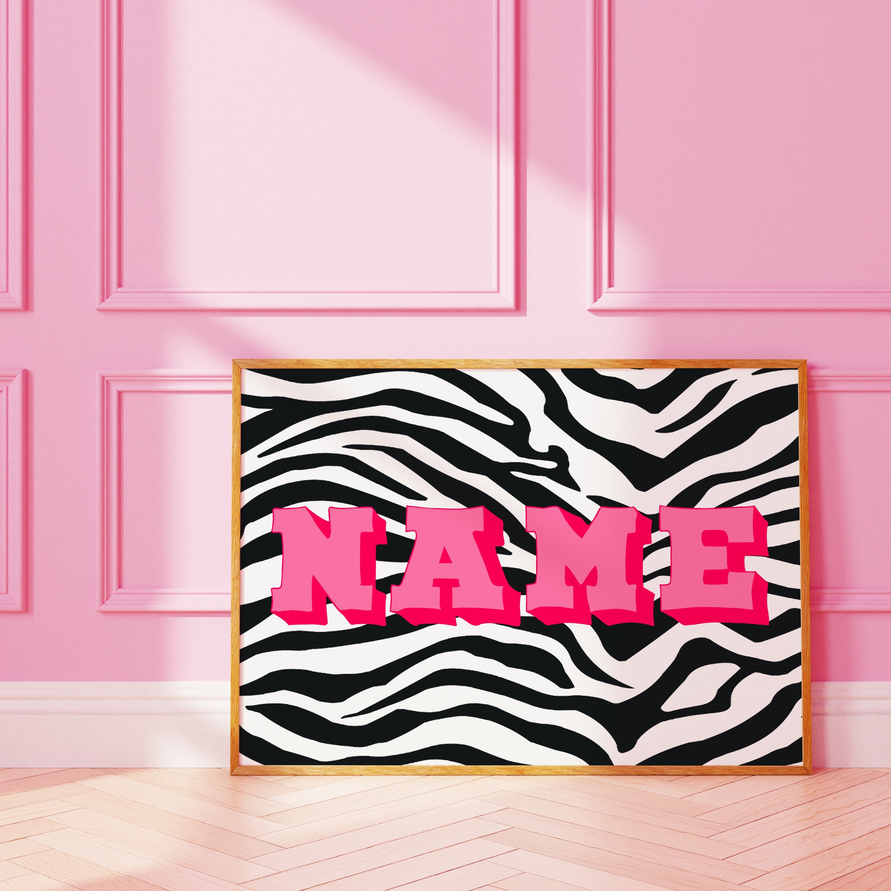 Personalised Name | Zebra Print Wall Art | Customised | A3 A4 8X10
