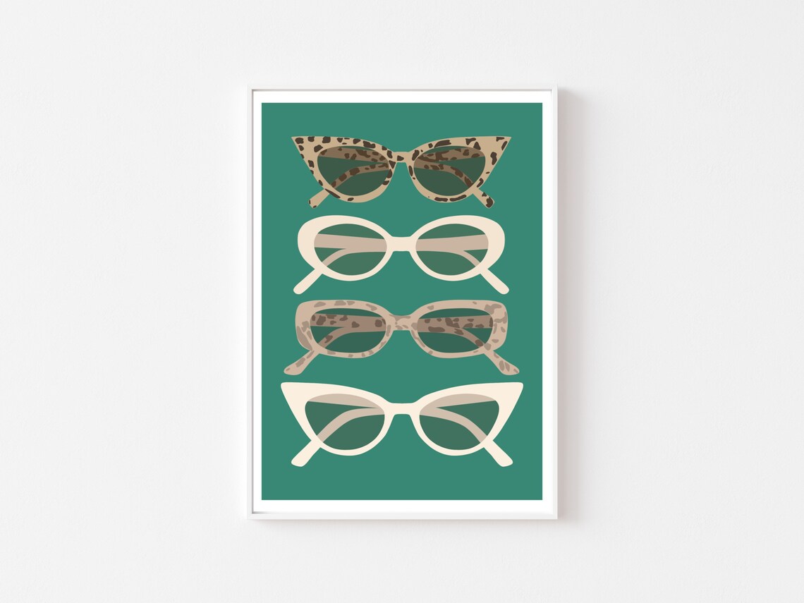 Cute Sunglasses Fashion Drawing Wall Print Style Chic Etsy