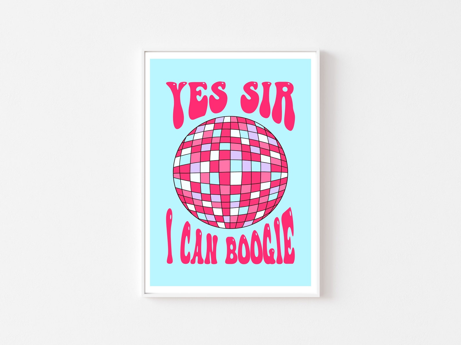 Yes sir I can boogie disco ball lyrics wall print Etsy