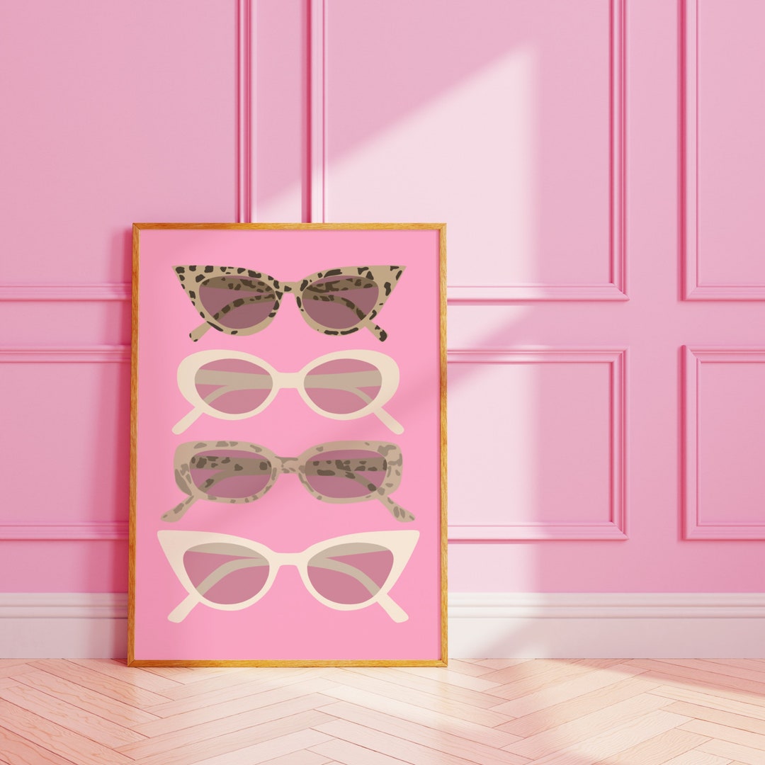 Cute Sunglasses Fashion Drawing Wall Print Style Chic Multi Coloured
