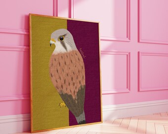 FRAMED Kestrel : Dopamine Decor Nature Bird Wall Print