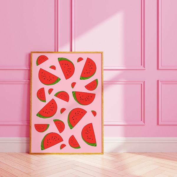Watermelon pattern wall print | cute fruit wall art | A3 A4 8X10 A5 5X7