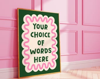 Custom funky wavy word art | personalised gift print
