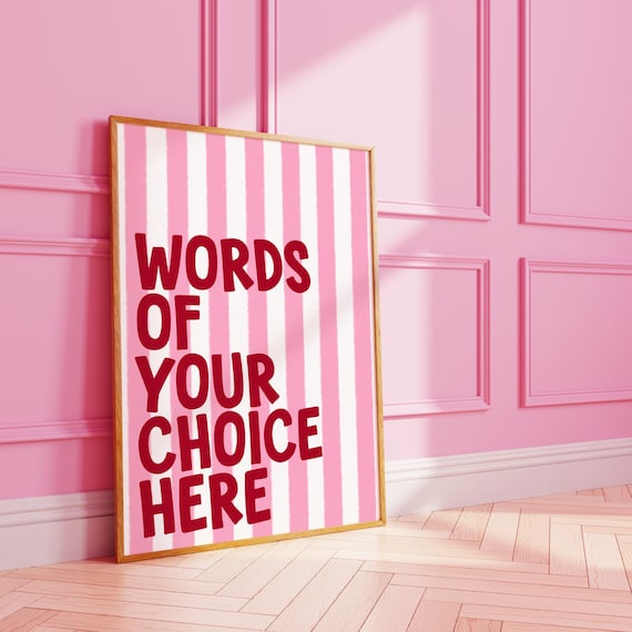 Customised striped word art | personalised gift wall print funky