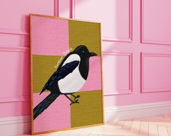 FRAMED Magpie : Dopamine Decor Nature Bird Wall Print