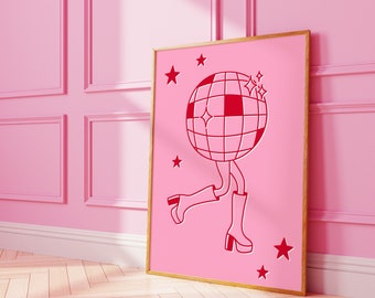Disco ball gogo boots | digital wall art | A3 A4 8X10 A5 5X7