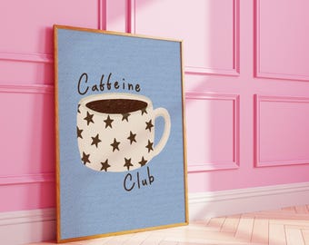 FRAMED Caffeine Club Coffee Art Print : Dopamine Decor