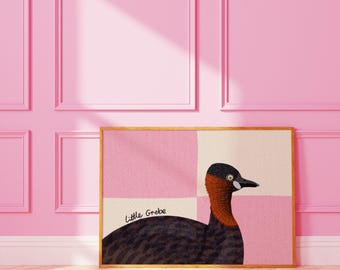 FRAMED Little Grebe : Dopamine Decor Nature Bird Wall Print