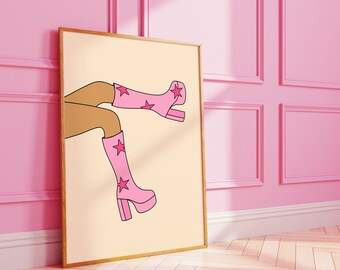 Star gogo boots wall print | fashion wall art | A3 A4 8X10 A5 5X7