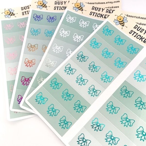 Bow Washi Foil Planner Stickers, Mint, Bow Foil, Foil Stickers, Washi Tape, Foil Stickers,   Vertical Planner