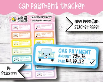 Car Payment Tracker Planner Stickers, Bill Payment Stickers, Car Finance Tracker, Financial,   Vertical Planner