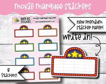 Movie Marquee Planner Stickers, Movie Stickers, Marquee Stickers, Film Stickers, Movie,   Vertical Planner