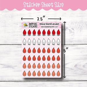 Period Tracker Planner Stickers, Period Tracker, Functional, Kawaii Stickers, Personal Health, Vertical Planner image 3