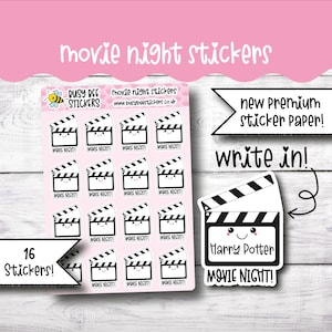Movie Night Planner Sticker, Movie Night Sticker, Film Clapper Sticker, Film Sticker, vertikale Planner