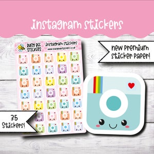 Instagram Planner Sticker, Social Media, Instagram Logo, Icon, Kamera Sticker, Kawaii, Mini, Vertikaler Planner