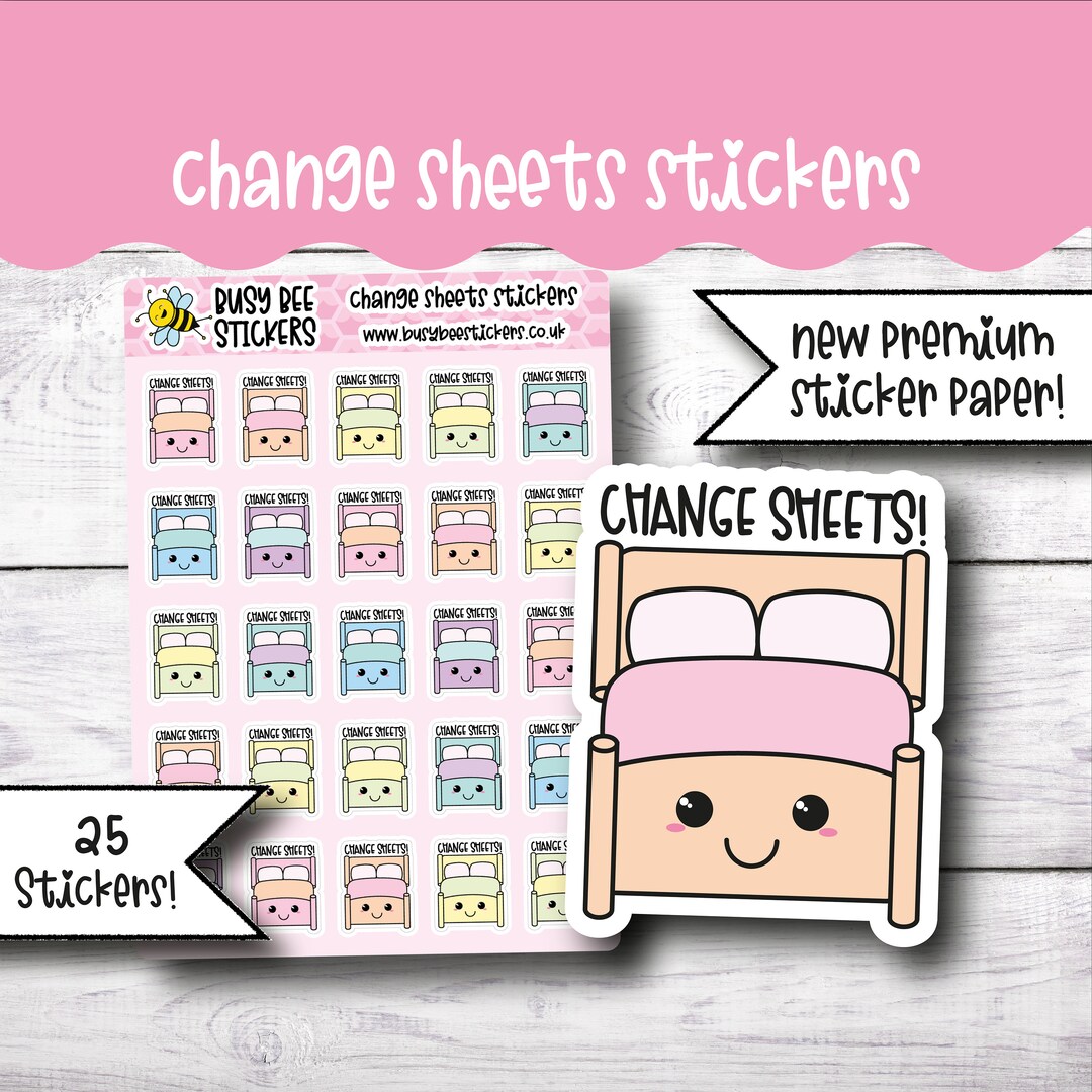 Change Sheets Planner Stickers, Bedding Stickers, Laundry Stickers ...