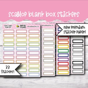 Scallop Quarter Box Planner Stickers, Vertical Planner