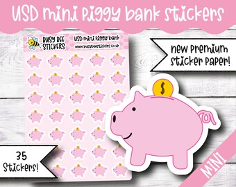 Piggy Bank Planner Stickers, Savings, Money Tracker, Dollars, Financial Planner, Functional, Vertical Planner