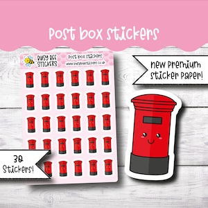 Post Box Aufkleber, Happy Mail Planner Stickers, roter Briefkasten, Mail, Vertikaler Planer