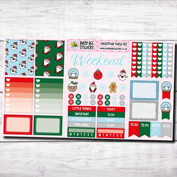 Christmas Sticker Kit, Travelers Notebook Stickers, Christmas Planner Stickers, Festive Planner Stickers, TN Kit, Pocket TN, Weekly TN Kit