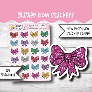 Autocollants Glitter Bow Planner, autocollants décoratifs, arcs, paillettes, autocollants fonctionnels, planificateur vertical