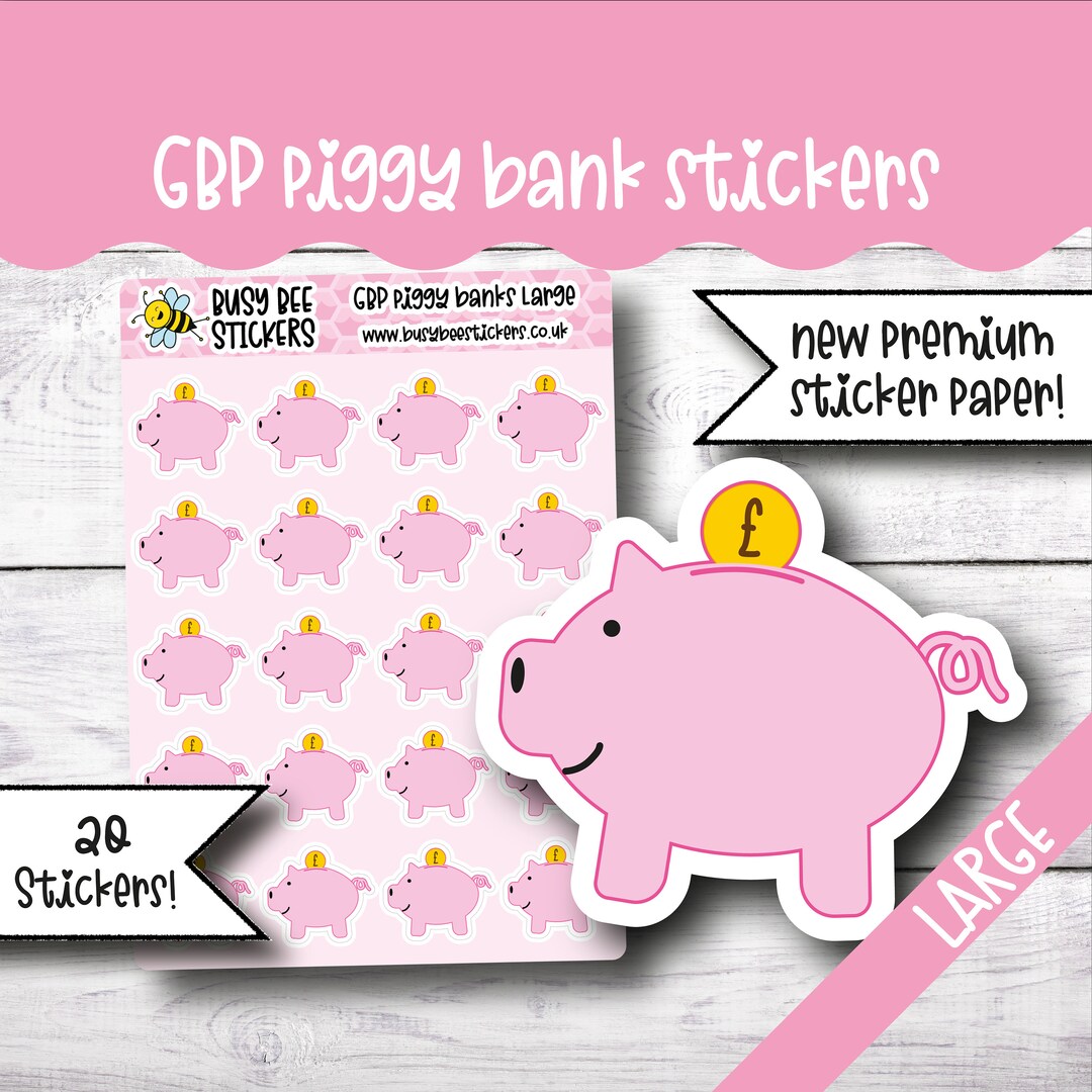 Piggy Bank Planner Stickers, Savings, Money Tracker, Pounds, Financial Planner, Functional ...