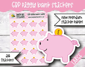 Piggy Bank Planner Stickers, Savings, Money Tracker, Pounds, Financial Planner, Functional, Stickers Vertical Planner