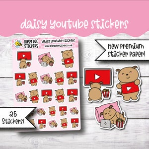 YouTube Sticker, YouTube Sticker, Hunde Sticker, YouTube Binge, Vlog, Stream, Vertical Planner