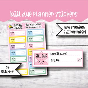Bill Due Planner Aufkleber, Bill Zahlung Aufkleber, Bill Tracker, Geld Tracker, finanzieller, vertikaler Planner