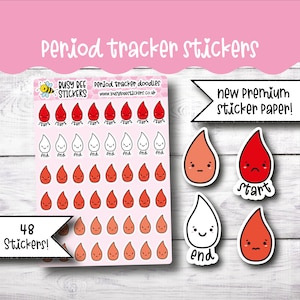 Period Tracker Planner Stickers, Period Tracker, Functional, Kawaii Stickers, Personal Health,   Vertical Planner