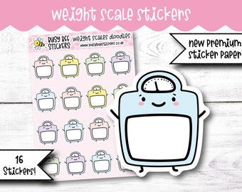 16 Weight Tracker Planner Stickers, Doodles, Diet, Workout, Kawaii, Vertical Planner, Hobo Bujo Stickers